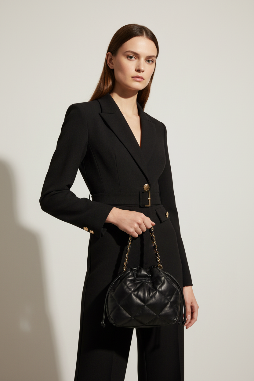 Bolsa Puff Charm Preta Vista 4