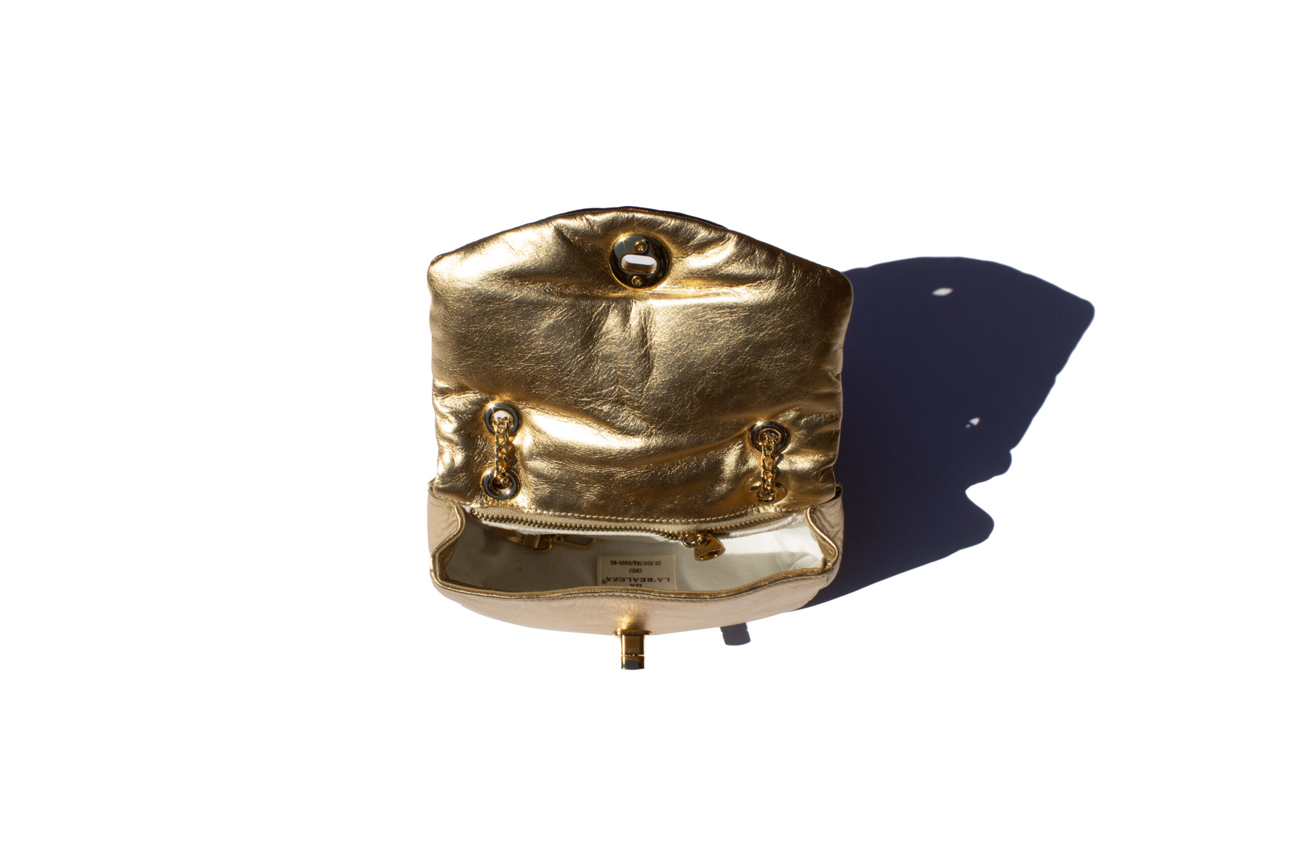 Bolsa Cherie Plié Ouro e Bronze Vista 3