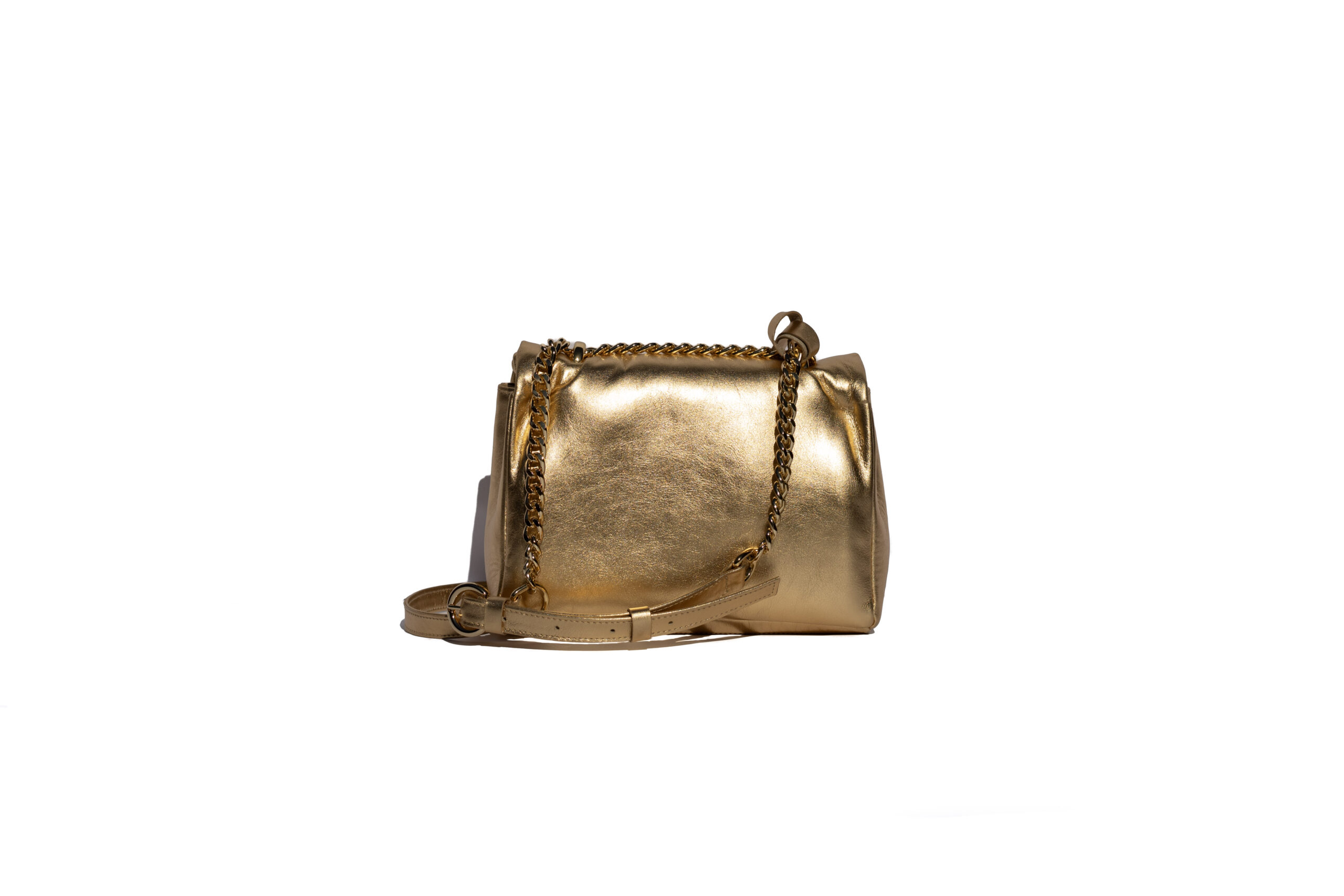 Bolsa Amore Plissé Ouro Vista 2